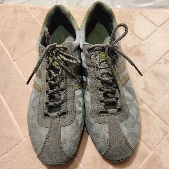 COACH Sneakers For Women Size US 11 M Gray Kathleen Coach Logo Leather - Picture 12 of 12